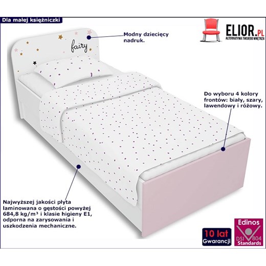 Biało-lawendowe łóżko dziecięce 90x200 Peny 9X- 2 kolory Elior One Size Edinos.pl