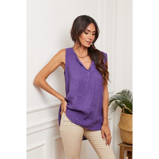 Fleur de Lin Lniany top w kolorze fioletowym Fleur De Lin XXL promocyjna cena Limango Polska