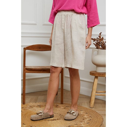 Joséfine Lniane bermudy w kolorze beżowym ze sklepu Limango Polska w kategorii Szorty - zdjęcie 173479673
