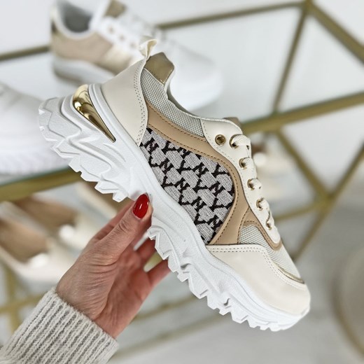 Beżowe sneakersy damskie na platformie 311 ze sklepu suzana.pl w kategorii Buty sportowe damskie - zdjęcie 173484102