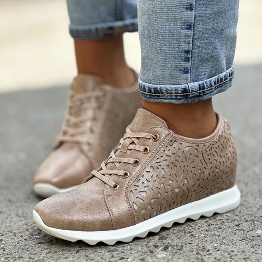 Beżowe botki damskie sneakersy Jezzi Asa170-3 ze sklepu suzana.pl w kategorii Półbuty damskie - zdjęcie 173484313