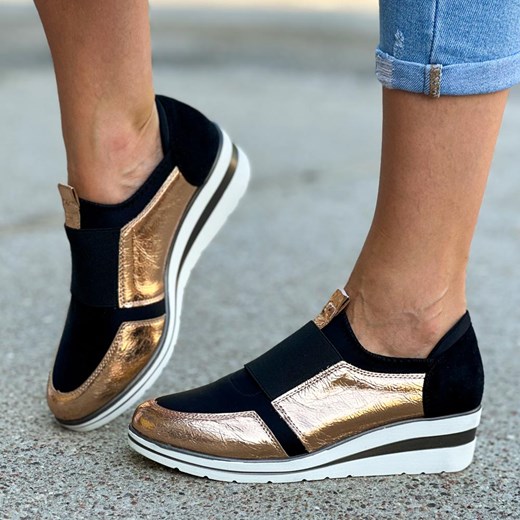 Czarne sneakersy damskie Jezzi 1738-16 Gl ze sklepu suzana.pl w kategorii Buty sportowe damskie - zdjęcie 173492291