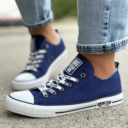 Granatowe tekstylne trampki damskie Big Star Kk274103 ze sklepu suzana.pl w kategorii Trampki damskie - zdjęcie 173494330