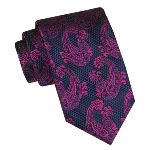 Męski Krawat - Angelo di Monti - Fiolet, Paisley KRADM2137 ze sklepu JegoSzafa.pl w kategorii Krawaty - zdjęcie 173500823