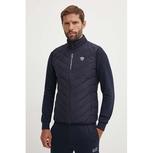 EA7 Emporio Armani bezrękawnik puchowy męski kolor granatowy przejściowy PNE1Z.8NPQ02 ze sklepu ANSWEAR.com w kategorii Kamizelki męskie - zdjęcie 173501831