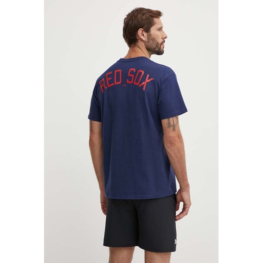 Nike t-shirt bawełniany Boston Red Sox męski kolor granatowy z nadrukiem ze sklepu ANSWEAR.com w kategorii T-shirty męskie - zdjęcie 173501942