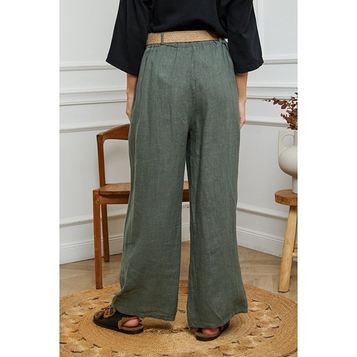 Fleur de Lin Lniane spodnie w kolorze khaki Fleur De Lin XXL Limango Polska promocja