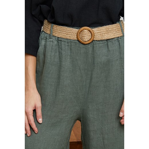 Fleur de Lin Lniane spodnie w kolorze khaki Fleur De Lin XL wyprzedaż Limango Polska
