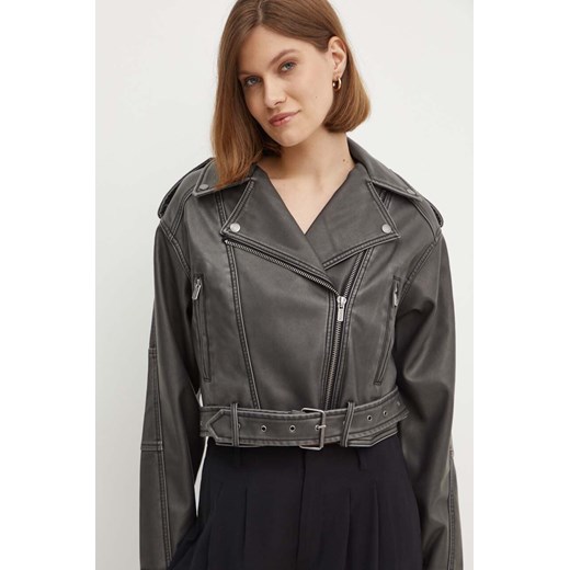 Pepe Jeans ramoneska AMALIA damska kolor szary przejściowa PL402422 ze sklepu ANSWEAR.com w kategorii Kurtki damskie - zdjęcie 173506622