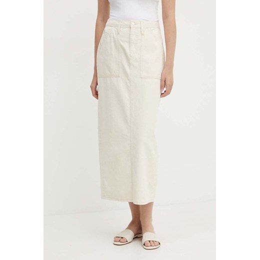 Calvin Klein Jeans spódnica jeansowa kolor beżowy maxi ołówkowa J20J223886 ze sklepu ANSWEAR.com w kategorii Spódnice - zdjęcie 173506652