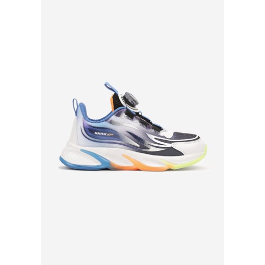 Biało-Niebieskie Płaskie Buty Sportowe Sneakersy z Ozdobną Podeszwą Rulagia ze sklepu born2be.pl w kategorii Buty sportowe dziecięce - zdjęcie 173507961