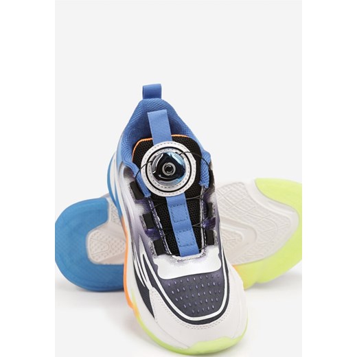 Biało-Niebieskie Płaskie Buty Sportowe Sneakersy z Ozdobną Podeszwą Rulagia 31 promocja born2be.pl