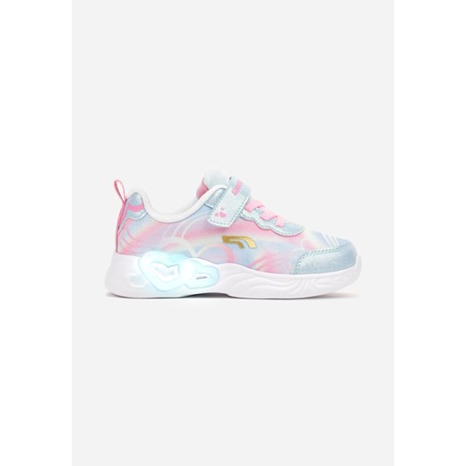 Niebiesko-Różowe Płaskie Buty Sportowe Sneakersy na Rzep z Metalicznymi Wstawkami Vulagia ze sklepu born2be.pl w kategorii Buty sportowe dziecięce - zdjęcie 173507970