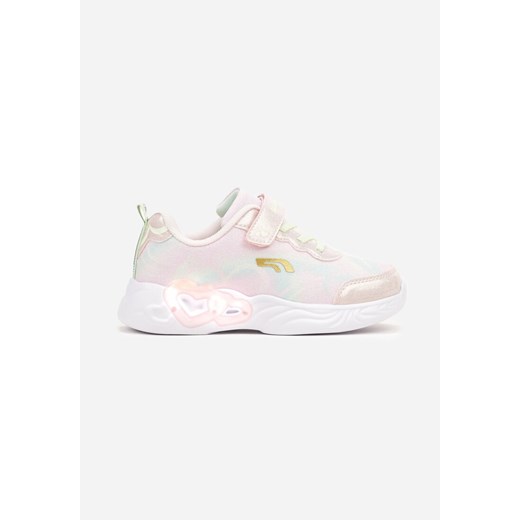 Różowe Płaskie Buty Sportowe Sneakersy na Rzep z Metalicznymi Wstawkami Vulagia ze sklepu born2be.pl w kategorii Buty sportowe dziecięce - zdjęcie 173507973