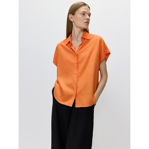 Reserved - Koszula z lnem - pomarańczowy ze sklepu Reserved w kategorii Koszule damskie - zdjęcie 173510350