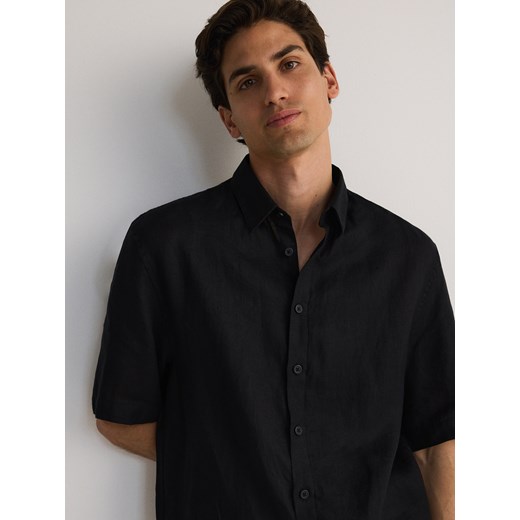 Reserved - Lniana koszula oversize - czarny ze sklepu Reserved w kategorii Koszule męskie - zdjęcie 173510691
