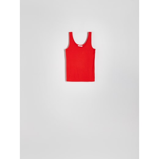 Reserved - Prążkowany top z wiskozy - czerwony ze sklepu Reserved w kategorii Bluzki damskie - zdjęcie 173510970