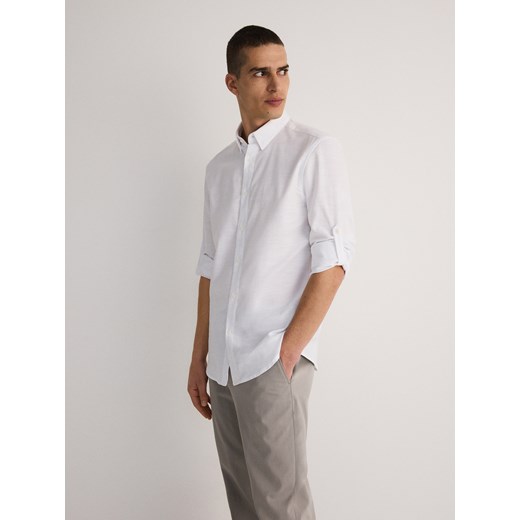 Reserved - Bawełniana koszula regular fit - biały ze sklepu Reserved w kategorii Koszule męskie - zdjęcie 173511321
