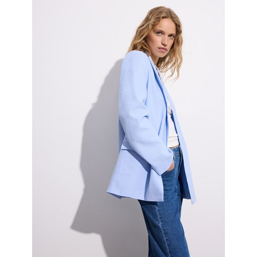 Reserved - Marynarka z lnem - jasnoniebieski ze sklepu Reserved w kategorii Marynarki damskie - zdjęcie 173511532