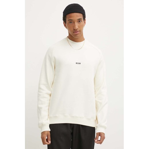MSGM bluza bawełniana męska kolor beżowy gładka 2000MM503.200001 ze sklepu ANSWEAR.com w kategorii Bluzy męskie - zdjęcie 173512882