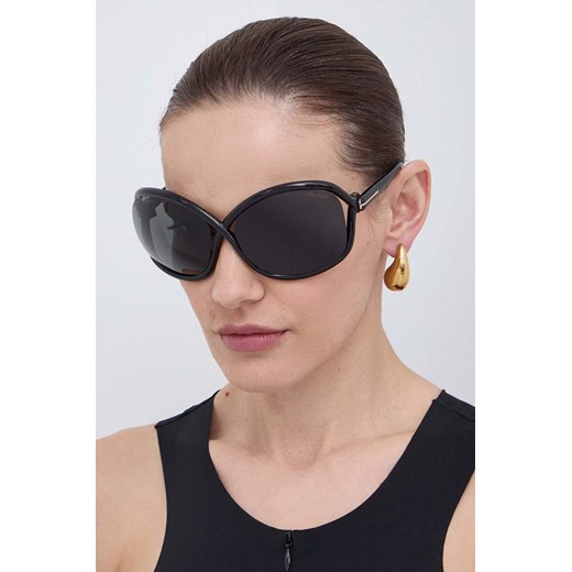 Tom Ford okulary przeciwsłoneczne damskie kolor czarny FT1068_6801A ze sklepu ANSWEAR.com w kategorii Okulary przeciwsłoneczne damskie - zdjęcie 173512902