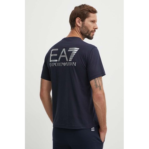 EA7 Emporio Armani t-shirt bawełniany męski kolor granatowy gładki PJFFZ.6DPT06 ze sklepu ANSWEAR.com w kategorii T-shirty męskie - zdjęcie 173513133