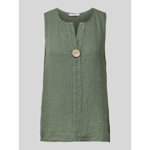 Top bluzkowy lniany z aplikacją model ‘Ai44na’ ze sklepu Peek&Cloppenburg  w kategorii Bluzki damskie - zdjęcie 173513781
