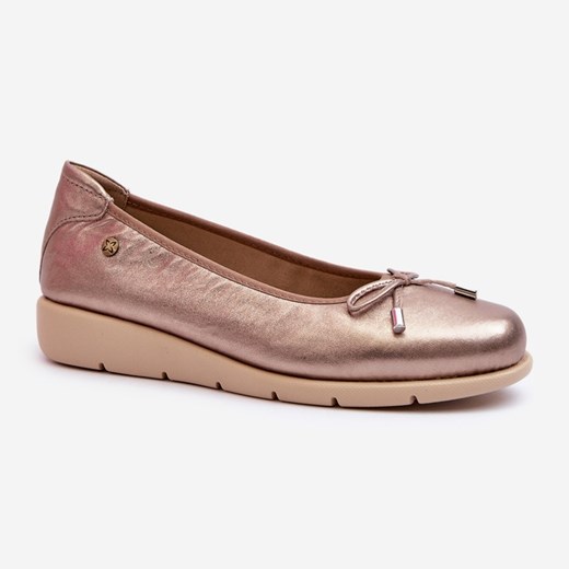 Eleganckie Baleriny Damskie Ze Skóry Naturalnej Maciejka P6504-25 Złote złoty Maciejka 40 ButyModne.pl