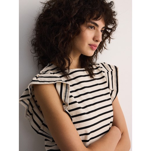 Reserved - Bluzka z ozdobnymi rękawami - wielobarwny Reserved L Reserved