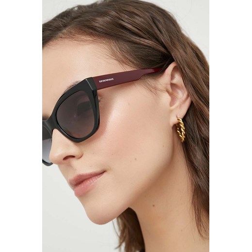 Emporio Armani okulary przeciwsłoneczne damskie kolor czarny ze sklepu ANSWEAR.com w kategorii Okulary przeciwsłoneczne damskie - zdjęcie 173520351