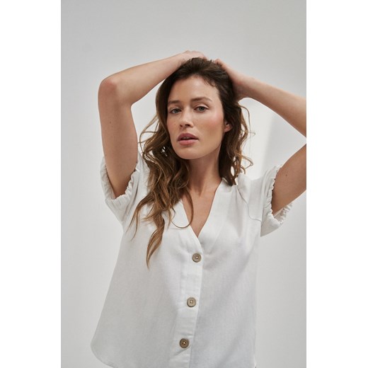 Koszula z krótkimi bufiastymi rękawami biała ze sklepu Moodo.pl w kategorii Bluzki damskie - zdjęcie 173521062