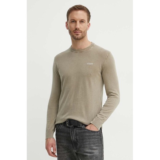 Guess sweter z domieszką jedwabiu CHESLEY kolor granatowy lekki M4GR06 Z3DN1 ze sklepu ANSWEAR.com w kategorii Swetry męskie - zdjęcie 173524194
