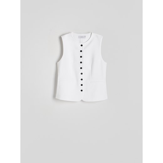 Reserved - Garniturowa kamizelka - biały ze sklepu Reserved w kategorii Kamizelki damskie - zdjęcie 173526413