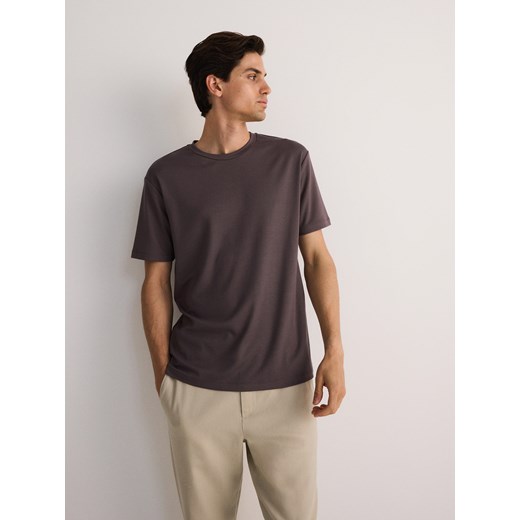 Reserved - T-shirt regular z wiskozą - ciemnoszary ze sklepu Reserved w kategorii T-shirty męskie - zdjęcie 173526560