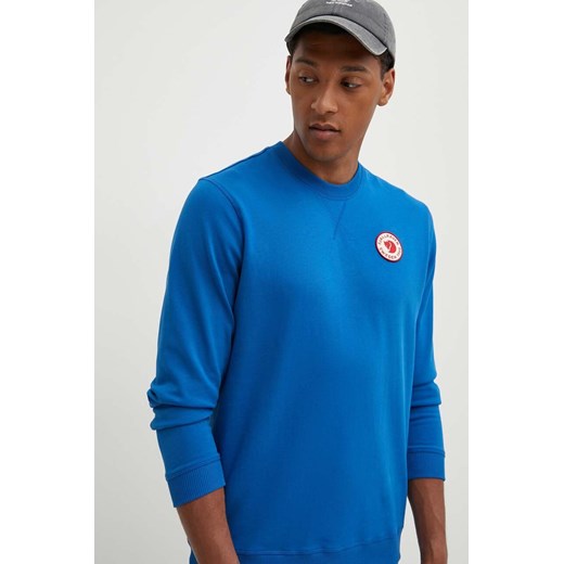 Fjallraven bluza bawełniana 1960 Logo Badge Sweater męska kolor niebieski gładka F87163 ze sklepu ANSWEAR.com w kategorii Bluzy męskie - zdjęcie 173531294