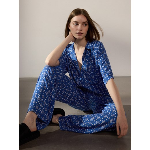 Reserved - Wzorzyste spodnie z wiskozy - jasnoniebieski Reserved S Reserved