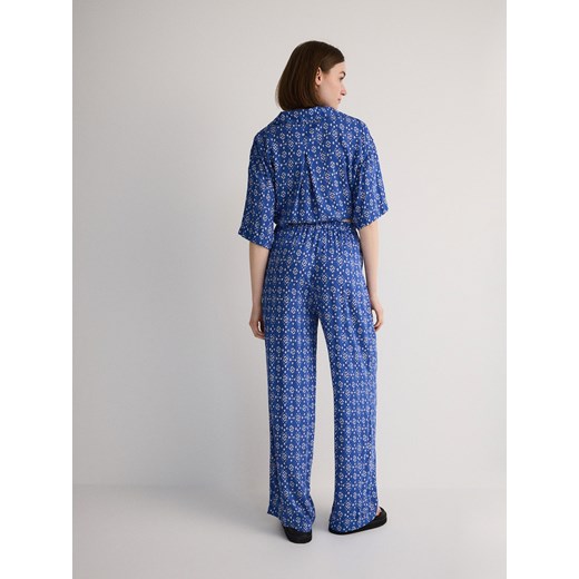 Reserved - Wzorzyste spodnie z wiskozy - jasnoniebieski Reserved XL Reserved
