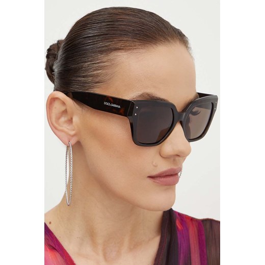 Dolce &amp; Gabbana okulary przeciwsłoneczne damskie kolor brązowy ze sklepu ANSWEAR.com w kategorii Okulary przeciwsłoneczne damskie - zdjęcie 173539021