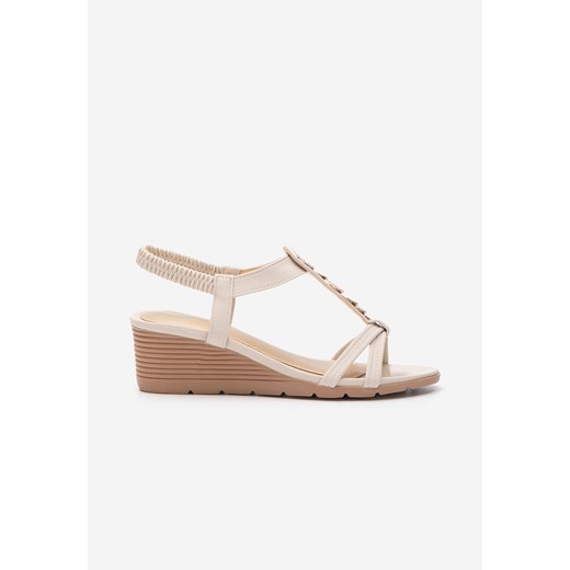 Beżowe sandały na koturnie Floretia Zapatos 40 promocja Zapatos