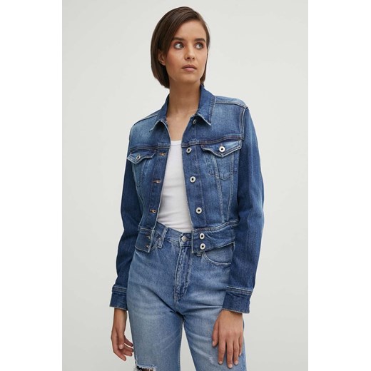Pepe Jeans kurtka jeansowa CROPPED JACKET damska kolor granatowy przejściowa PL402431HV3 ze sklepu ANSWEAR.com w kategorii Kurtki damskie - zdjęcie 173542864