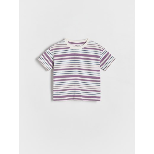 Reserved - T-shirt w paski - fioletowy ze sklepu Reserved w kategorii T-shirty chłopięce - zdjęcie 173552241