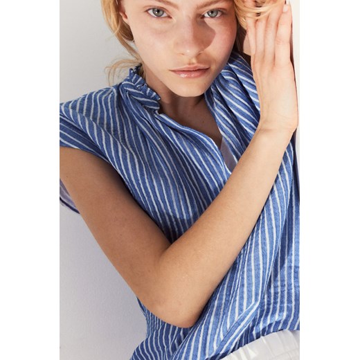 H & M - Bawełniana bluzka z falbankami - Niebieski ze sklepu H&M w kategorii Bluzki damskie - zdjęcie 173557284