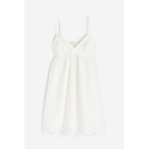 H & M - Sukienka z haftem angielskim - Biały H & M XS H&M