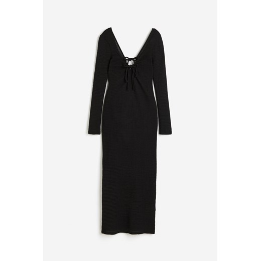 H & M - Dzianinowa sukienka w strukturalny splot - Czarny H & M M H&M