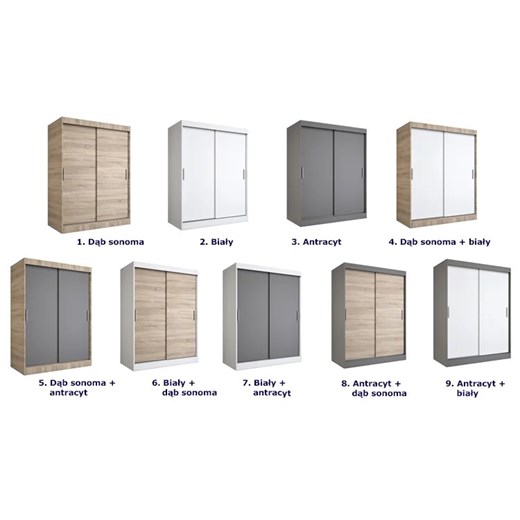 Szafa przesuwna 150 cm dąb sonoma + biały - Corina 4X Elior One Size Edinos.pl