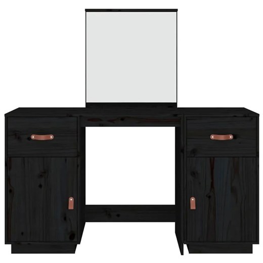 Czarna toaletka drewniana z lustrem - Orissa 3X Elior One Size Edinos.pl