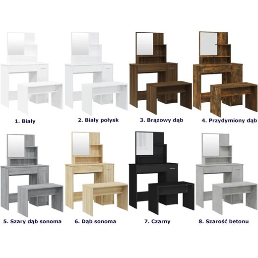 Zestaw toaletka do malowania ze stołkiem dąb sonoma - Razia 5X Elior One Size Edinos.pl