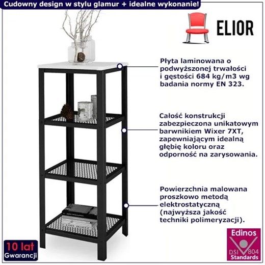 Wąski regał siatkowy czarny + biały połysk - Olik 3X Elior One Size Edinos.pl