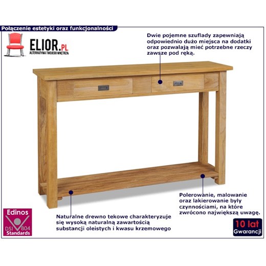 Konsola z drewna tekowego z szufladami - Tezo 2X Elior One Size Edinos.pl