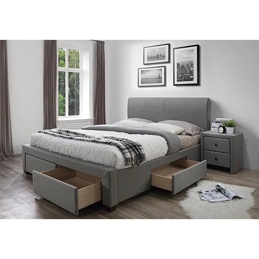 Tapicerowane łóżko Moris 2X 160x200 - popielate Elior One Size Edinos.pl